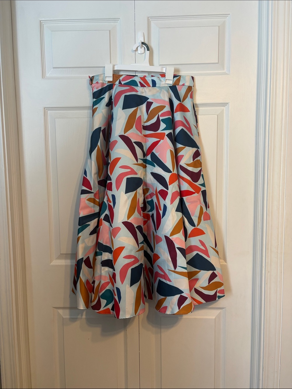 Long colorful satin skirt